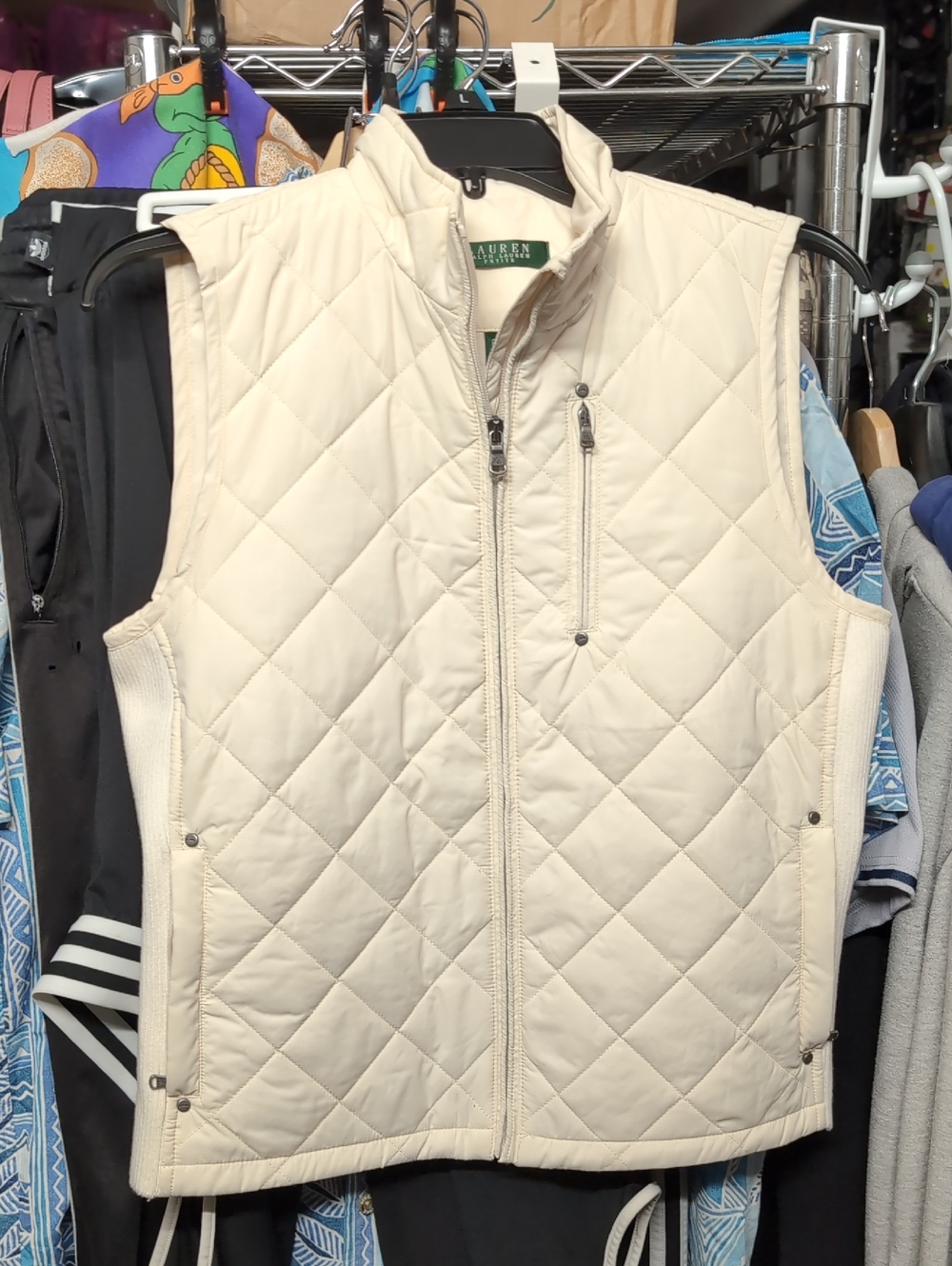 Lauren Ralph Lauren Cream Quilted Sleeveless Vest Petite M P/M